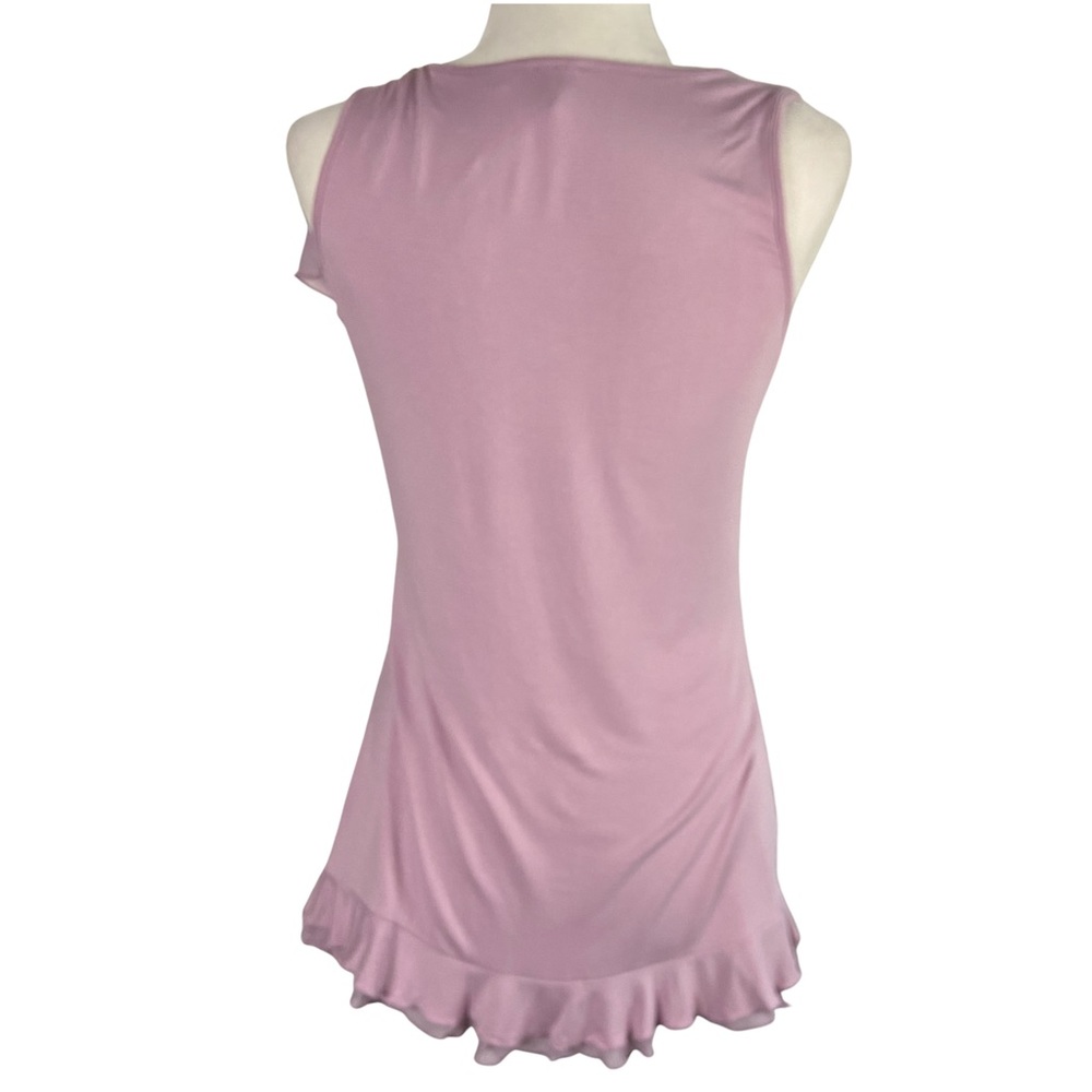 Saks Fifth Avenue Dusty Lavender Layered Ruffle Tank Stretchy Soft Size Small - Picture 3 of 14